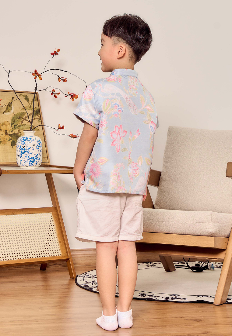 Little Lian 莲 Boy's Jacquard Samfu Top (Blue)