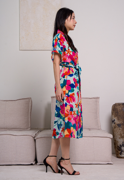 Sorley Collar Button Down Floral Dress