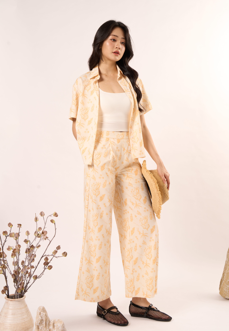 Nina Floral Print Shirt Top (Yellow)