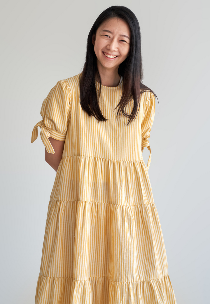 Meadow Ribbon Sleeve Tiered Hem Dress