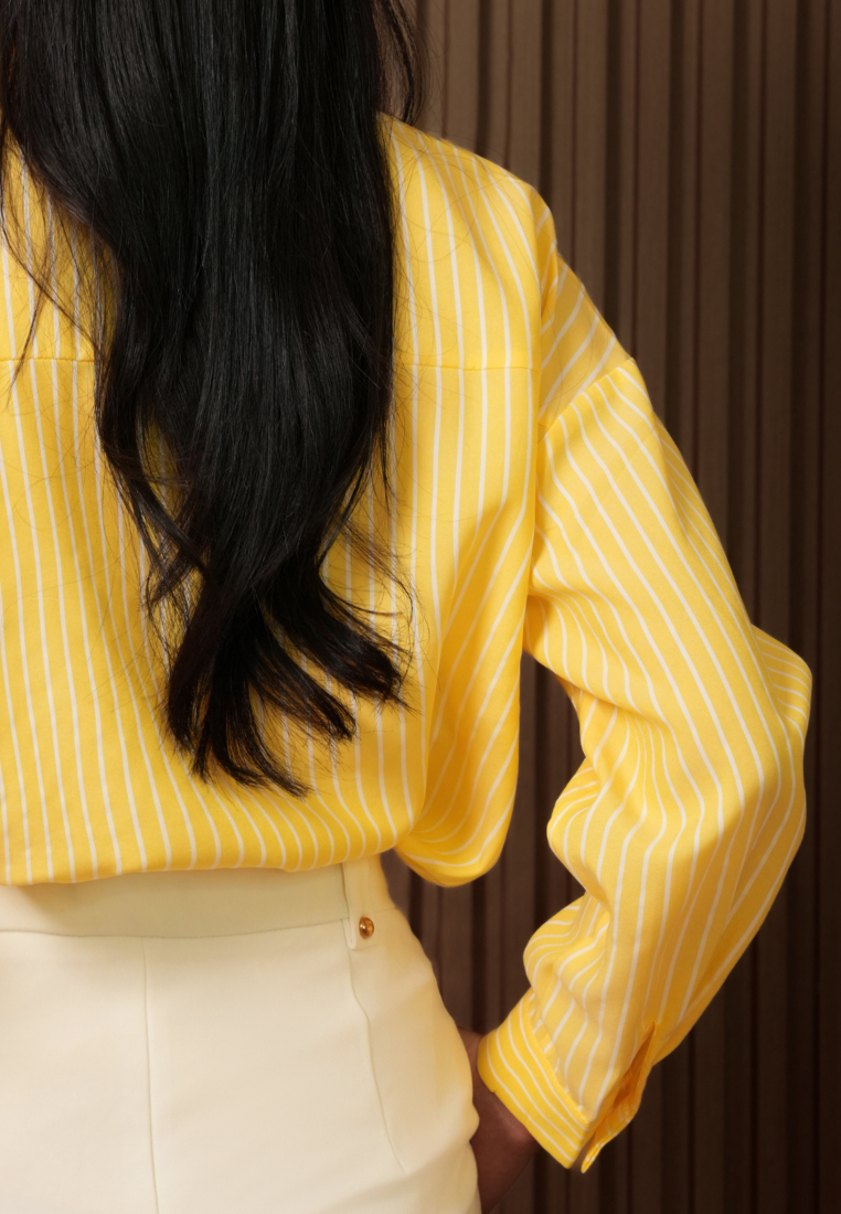 Victoria Striped Ribbon Shirt (Yellow)