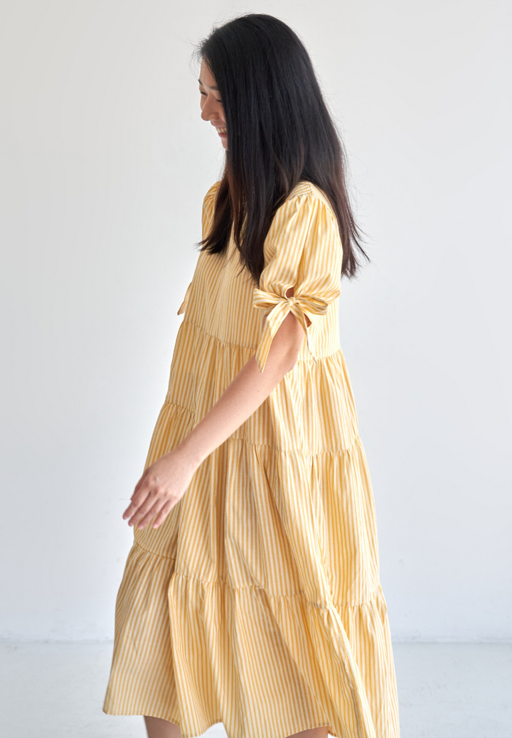 Meadow Ribbon Sleeve Tiered Hem Dress