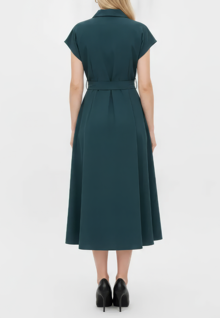 Dewi Collar Button Down Dress (Emerald Green)