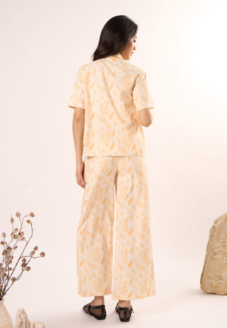 Nina Floral Print Shirt Top (Yellow)