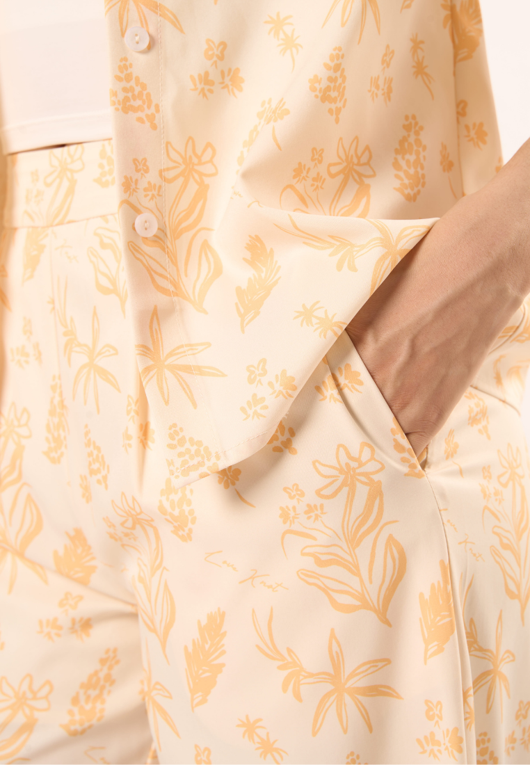 Nina Floral Print Shirt Top (Yellow)