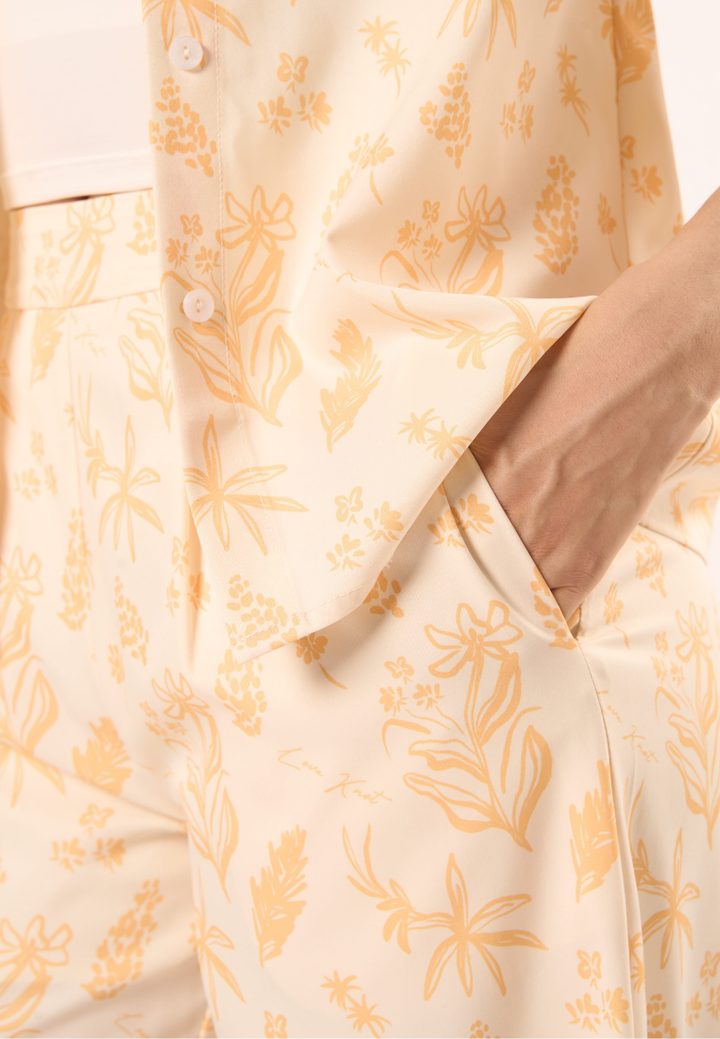 Nina Floral Print Shirt Top (Yellow)
