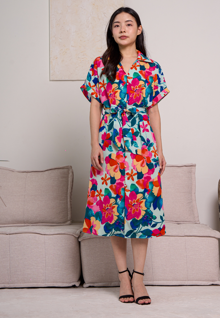 Sorley Collar Button Down Floral Dress