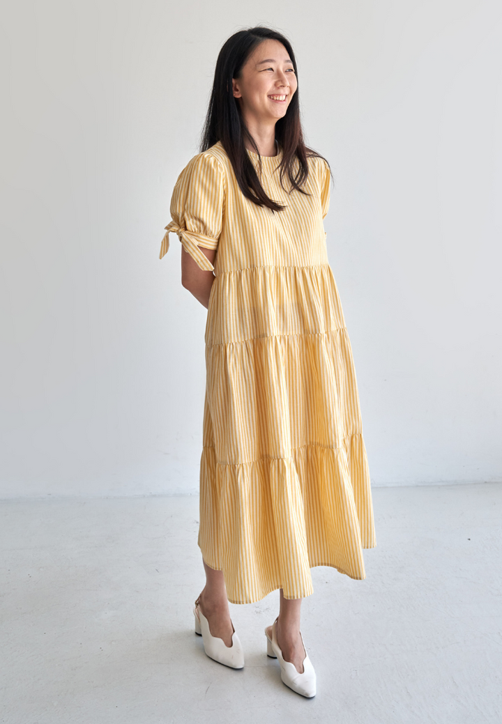 Meadow Ribbon Sleeve Tiered Hem Dress