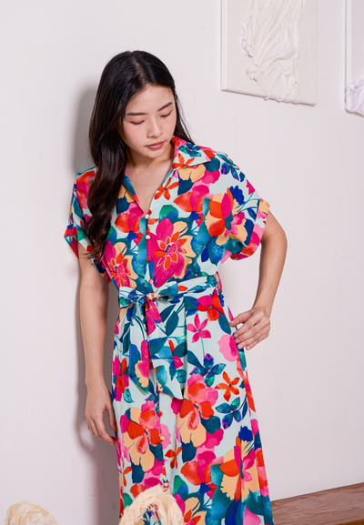 Sorley Collar Button Down Floral Dress