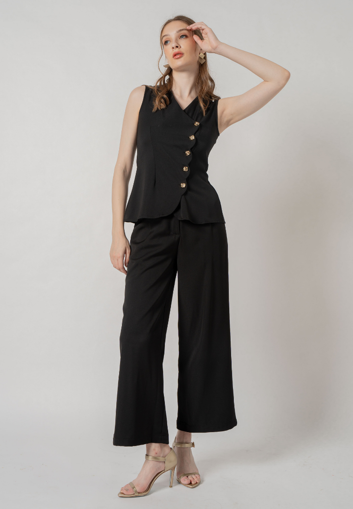 Deliena Wide Legged Long Pants (Black)