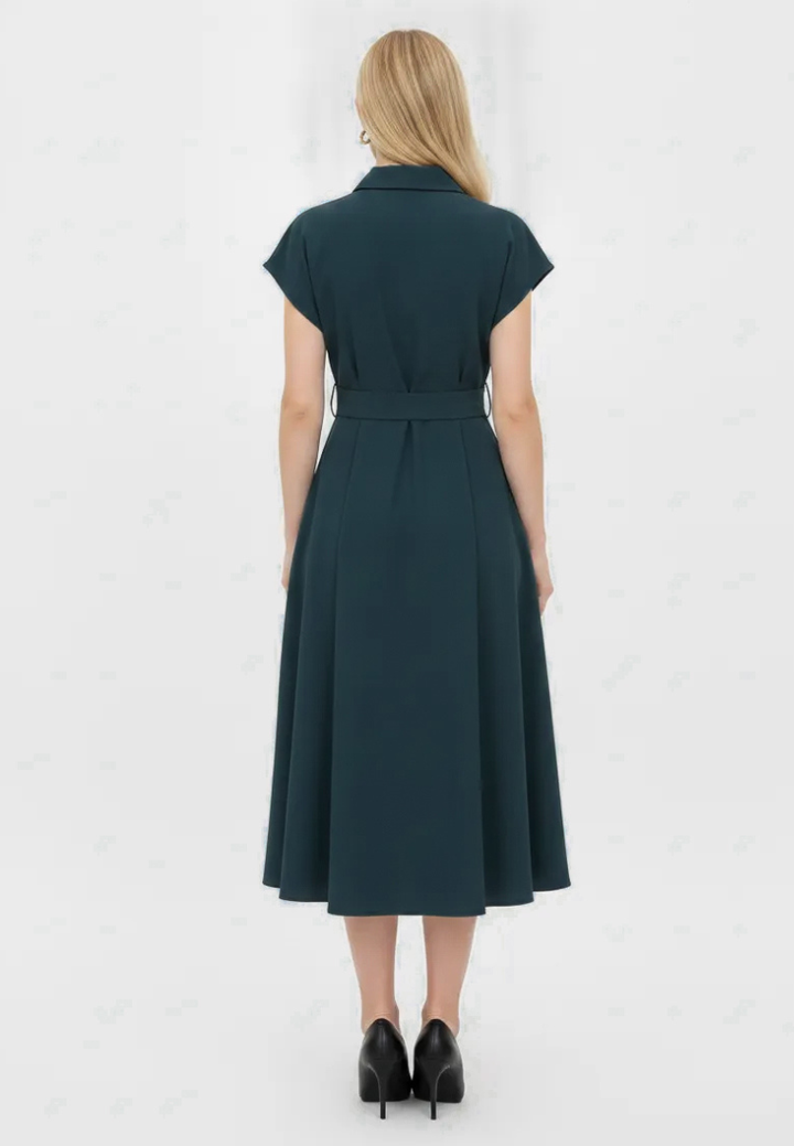 Dewi Collar Button Down Dress (Emerald Green)