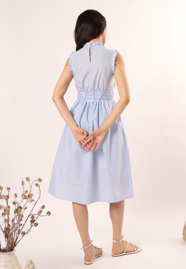 Celine With Ruffle Touch Dress (Blue)