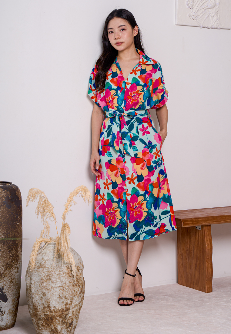 Sorley Collar Button Down Floral Dress