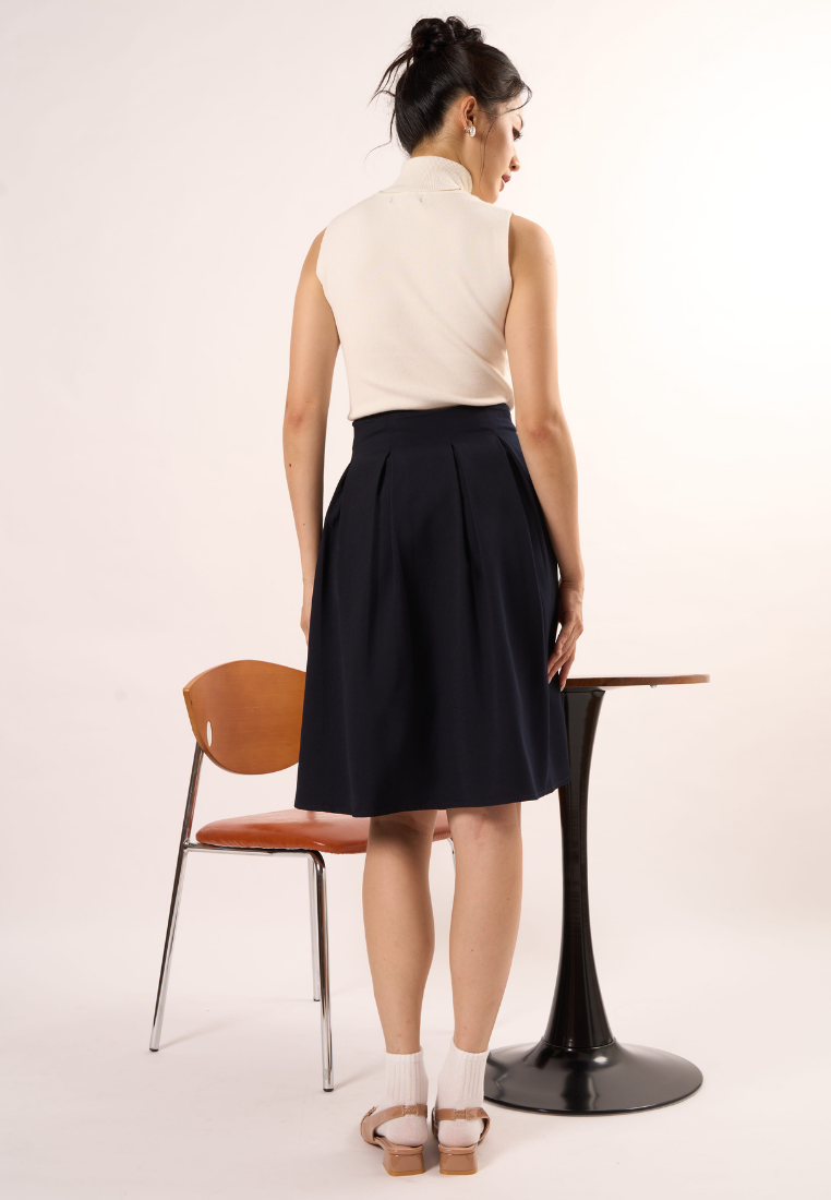 Doris High Collar Sleeveless Top (White)
