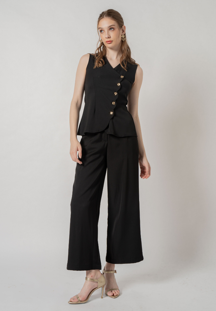 Deliena Wide Legged Long Pants (Black)