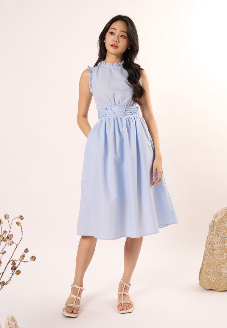 Celine With Ruffle Touch Dress (Blue)
