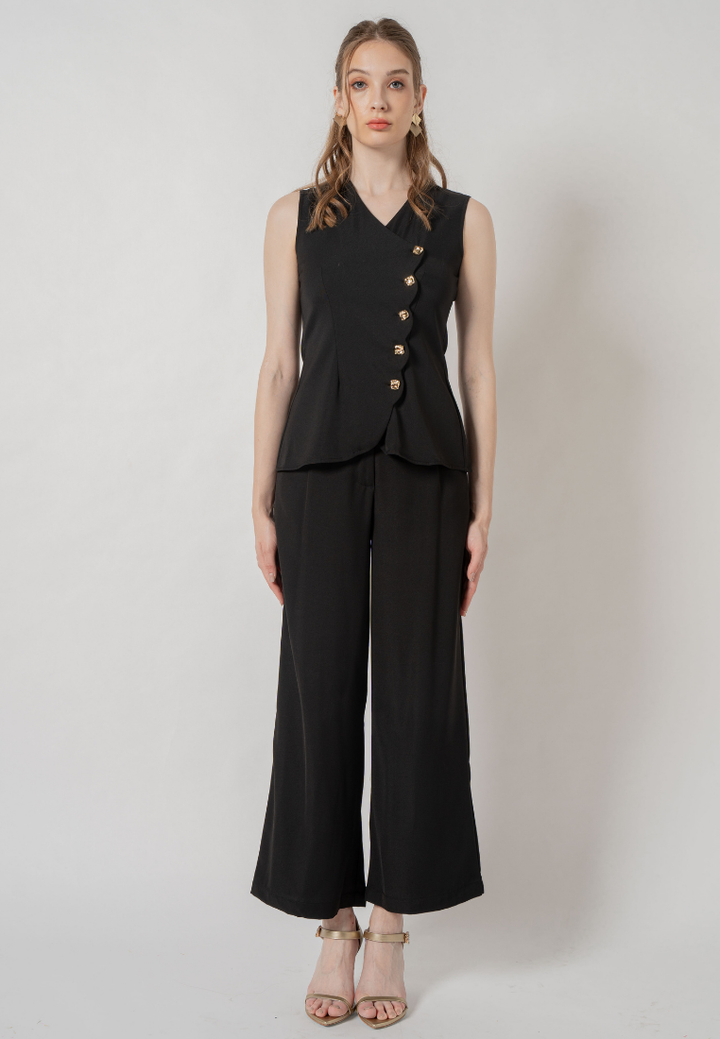 Deliena Wide Legged Long Pants (Black)