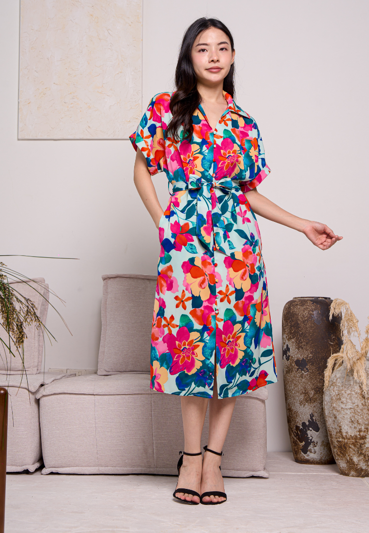 Sorley Collar Button Down Floral Dress