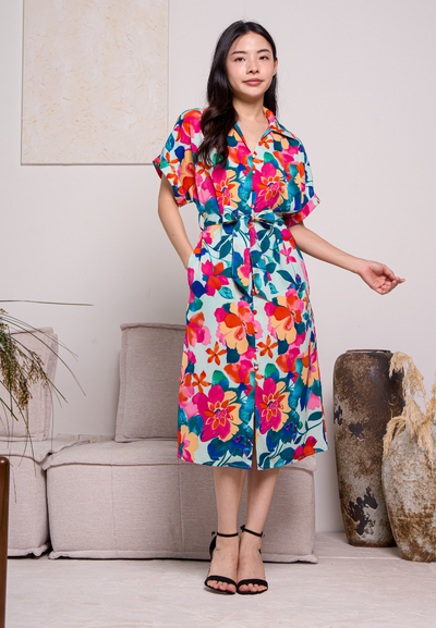 Sorley Collar Button Down Floral Dress