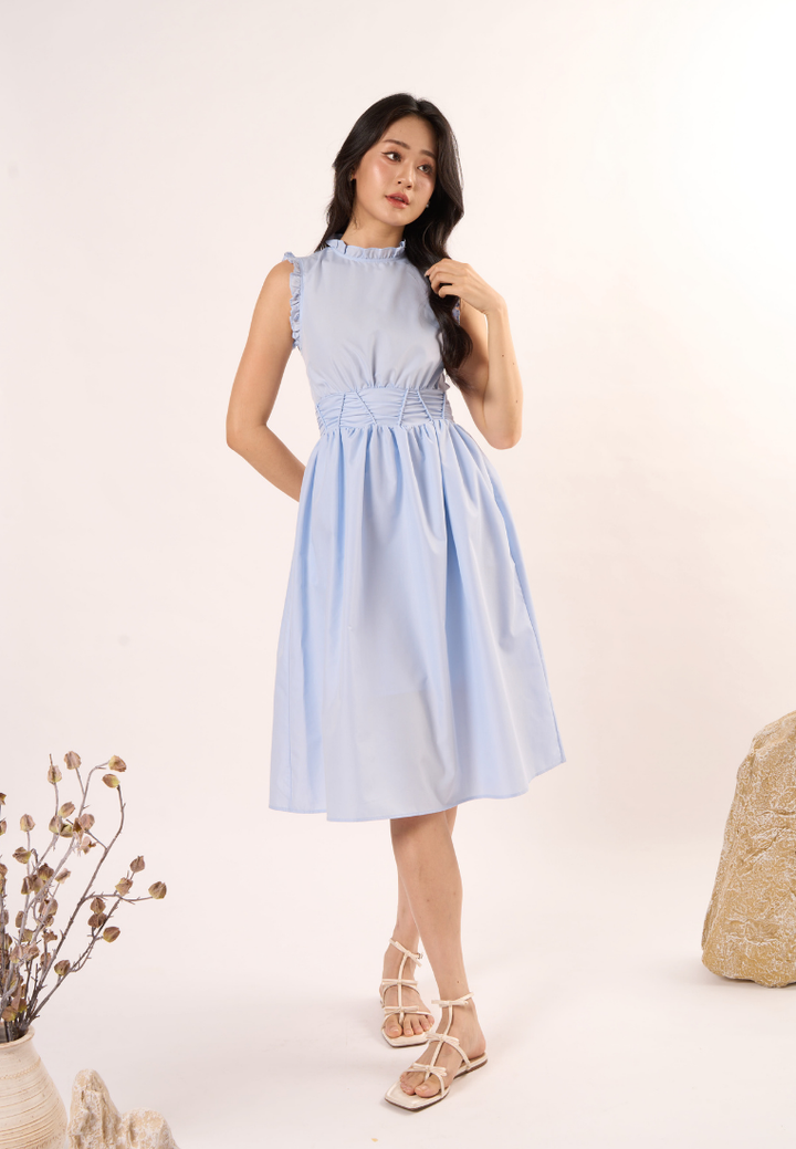 Celine With Ruffle Touch Dress (Blue)