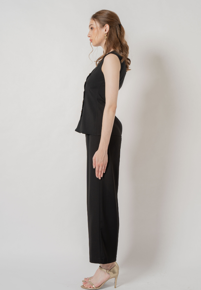 Deliena Wide Legged Long Pants (Black)