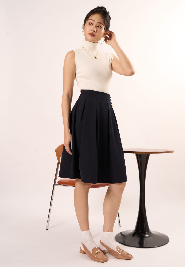 Doris High Collar Sleeveless Top (White)