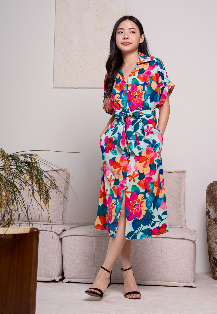 Sorley Collar Button Down Floral Dress