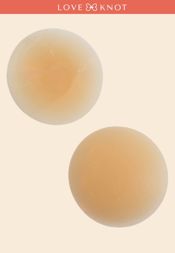 Perforated 8cm Reusable Adhesive Skin Friendly Breathable Sticker Bra Invisible Solid Silicone Nipple Patch Cover (Beige)
