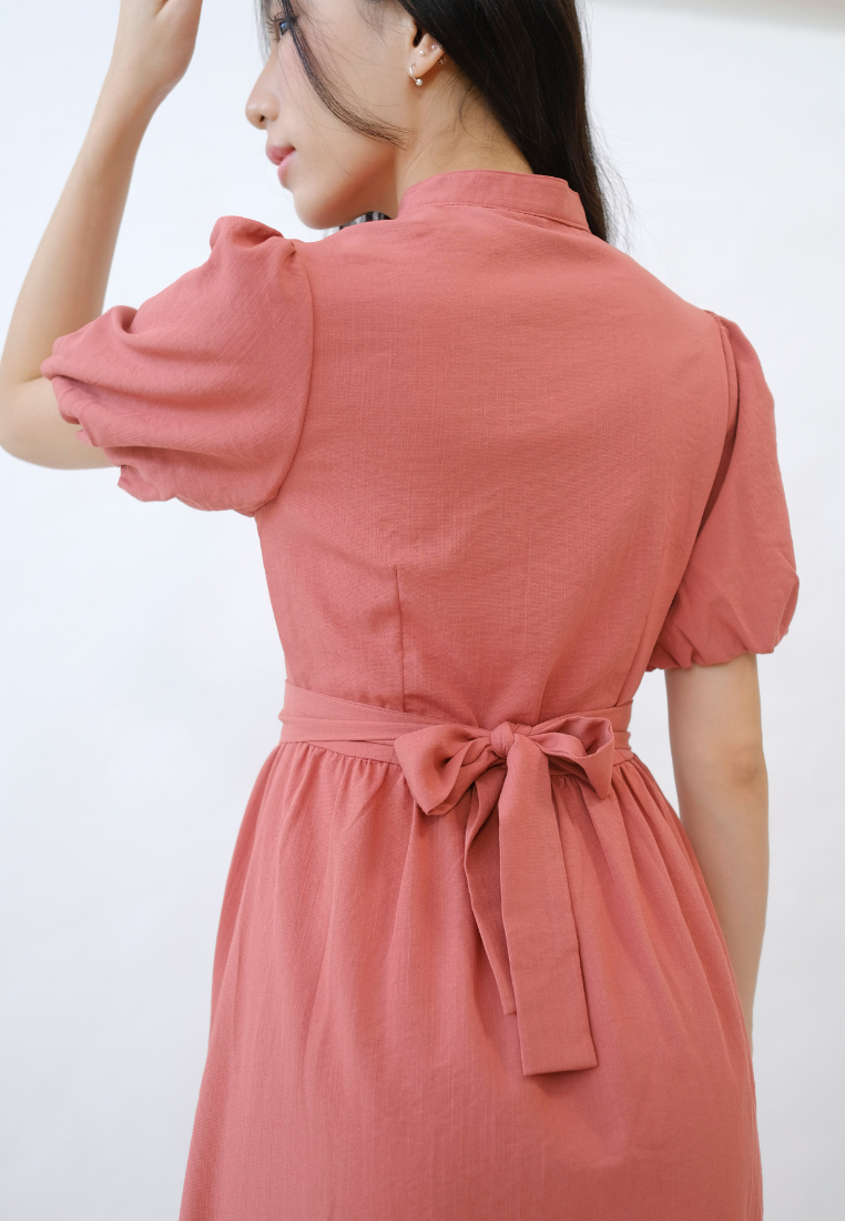 Sophia Button Down Asymmetrical Hem Dress (Pink)