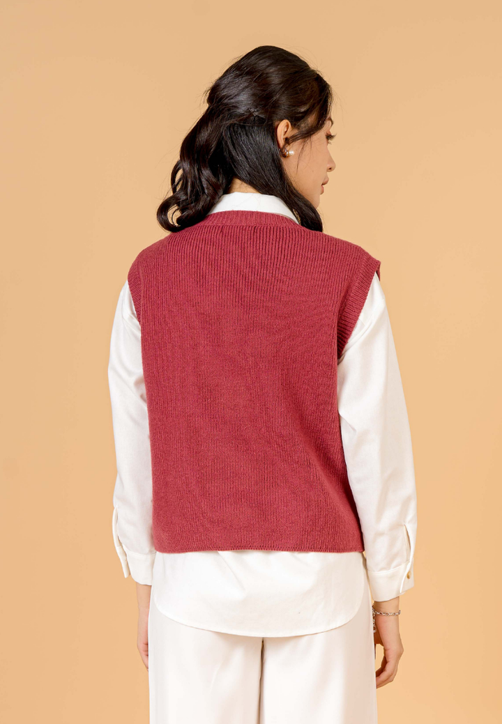 Novalyn Knitted Sleeveless Top(Red)