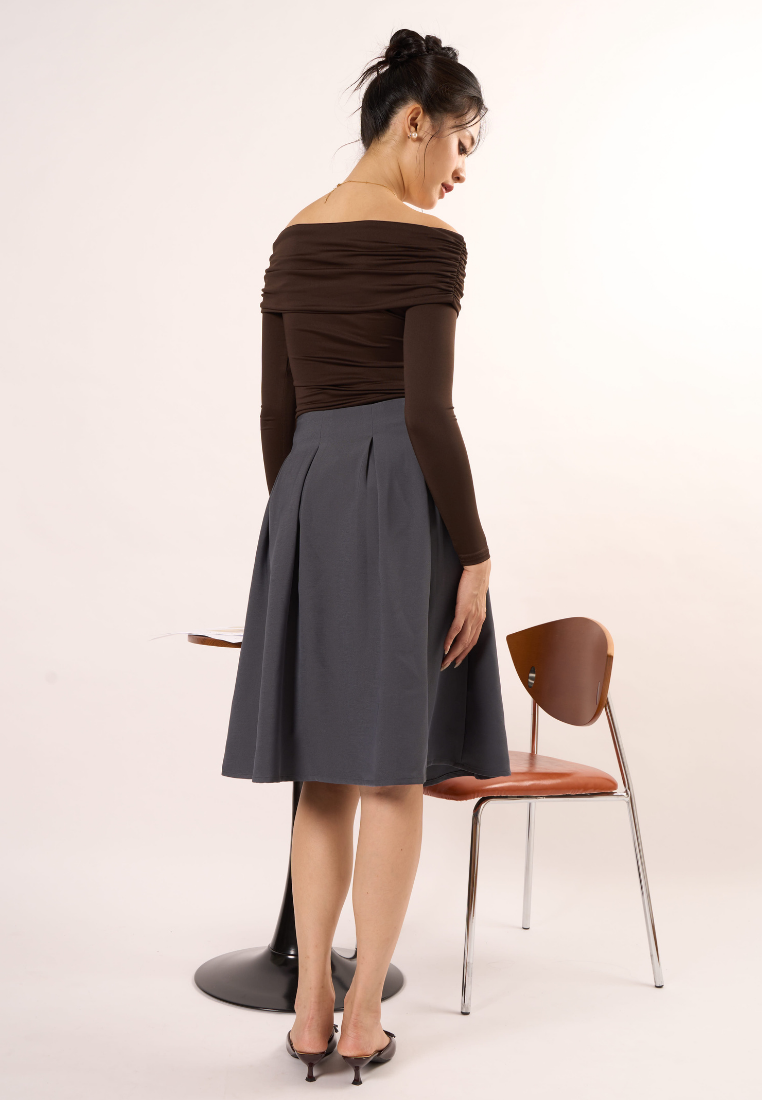 Juniper A-line Pleated Skirt (Grey)