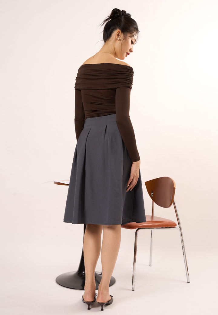 Juniper A-line Pleated Skirt (Grey)