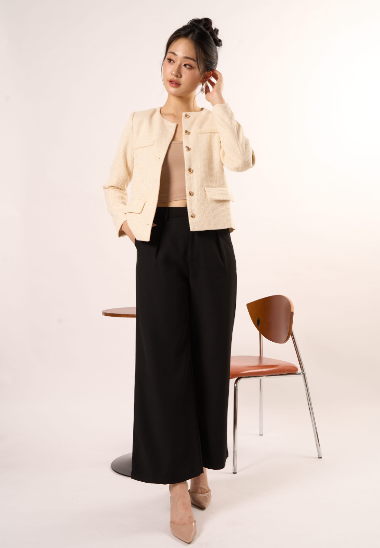 Charlotte Gold Threads Tweed Jacket (Beige)