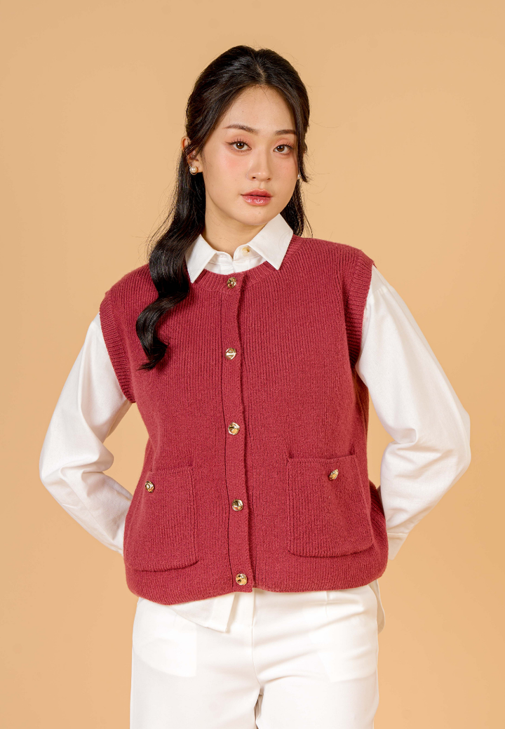 Novalyn Knitted Sleeveless Top(Red)