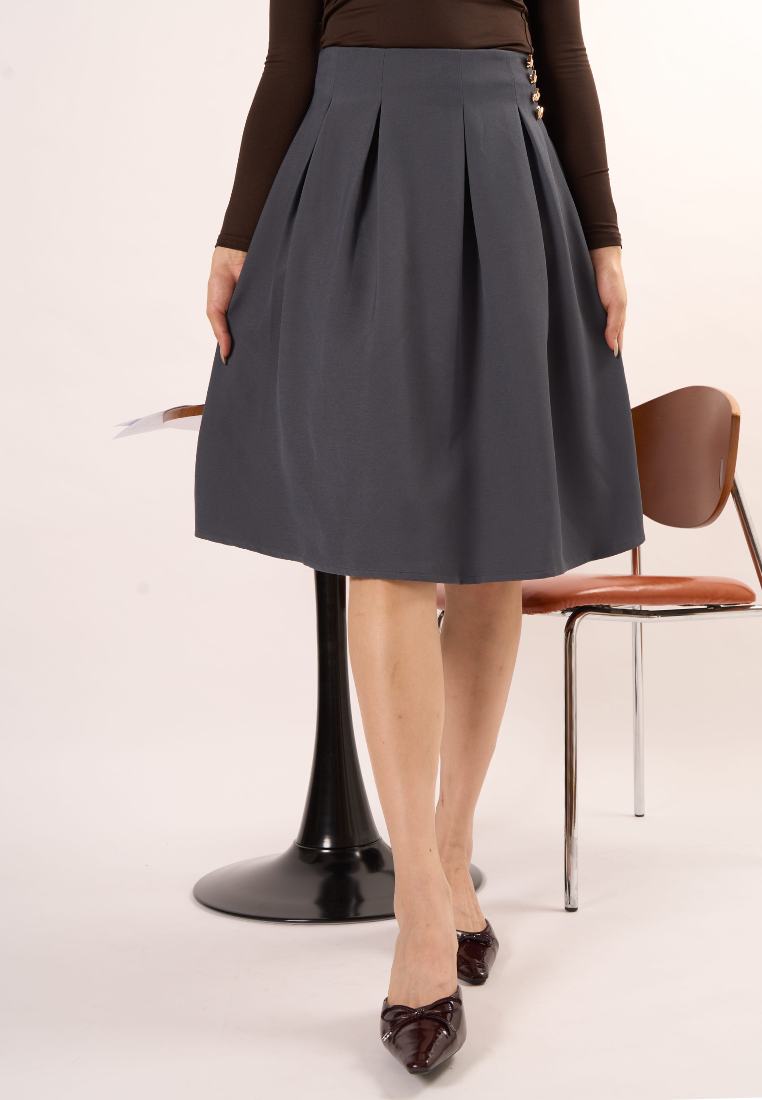 Juniper A-line Pleated Skirt (Grey)