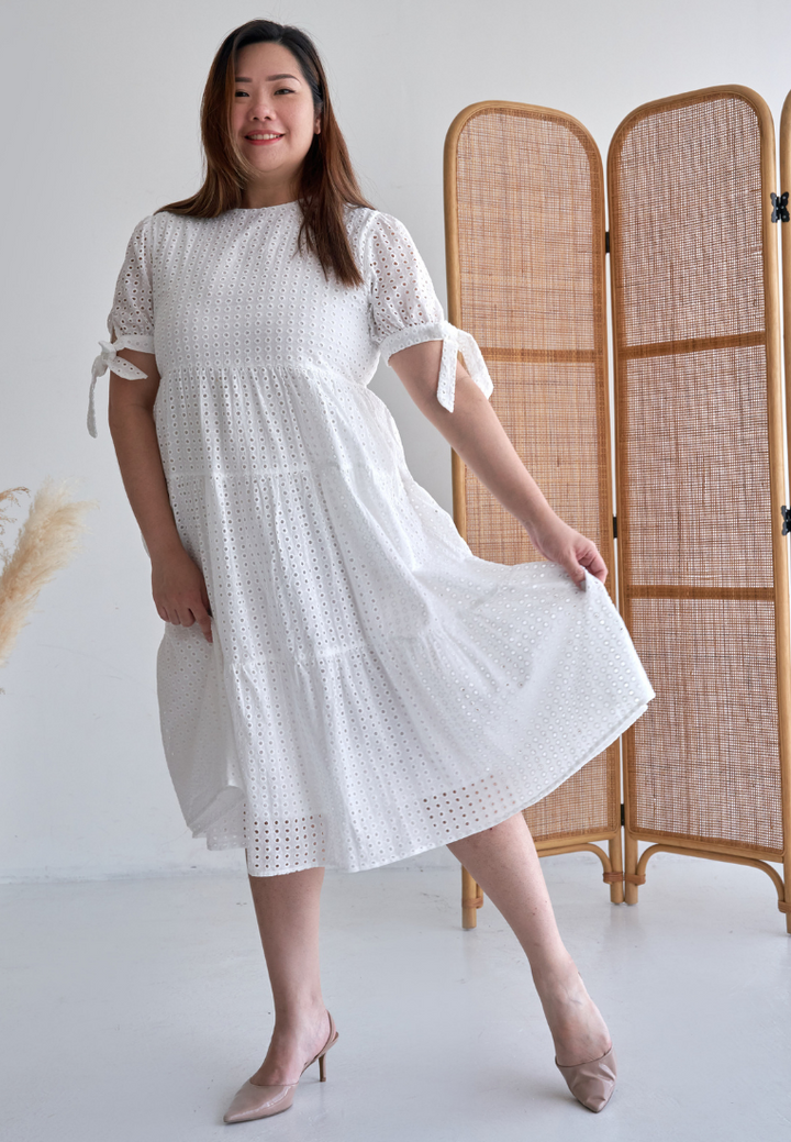 Lauretta Ribbon Sleeve Tiered Hem Dress