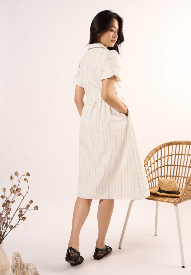 Sylvie Knot Striped Dress(White)