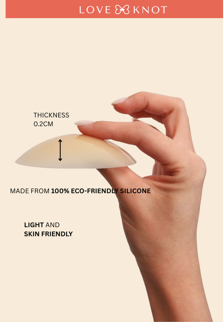 Perforated 8cm Reusable Adhesive Skin Friendly Breathable Sticker Bra Invisible Solid Silicone Nipple Patch Cover (Beige)