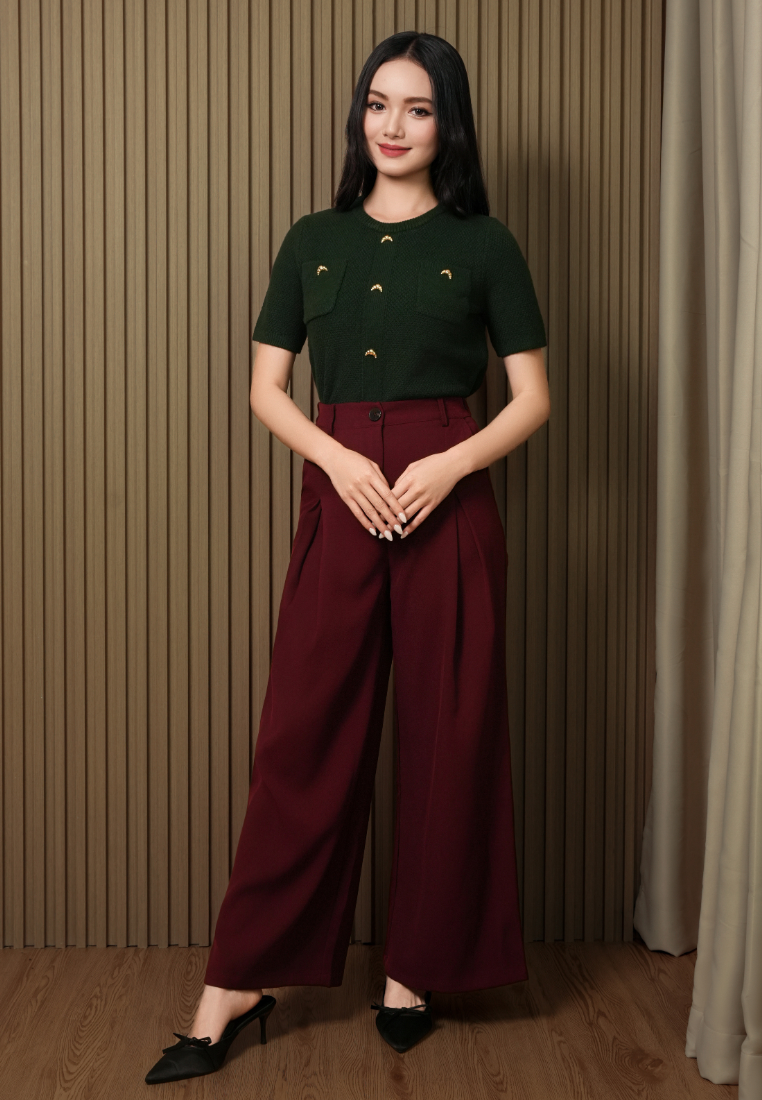 Cressie Textured Knit Top (Emerald Green)