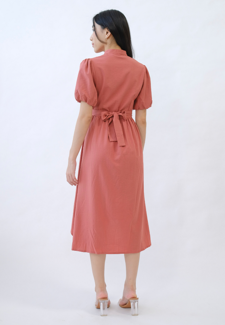 Sophia Button Down Asymmetrical Hem Dress (Pink)