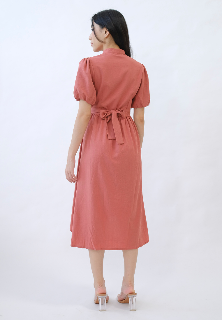 Sophia Button Down Asymmetrical Hem Dress (Pink)