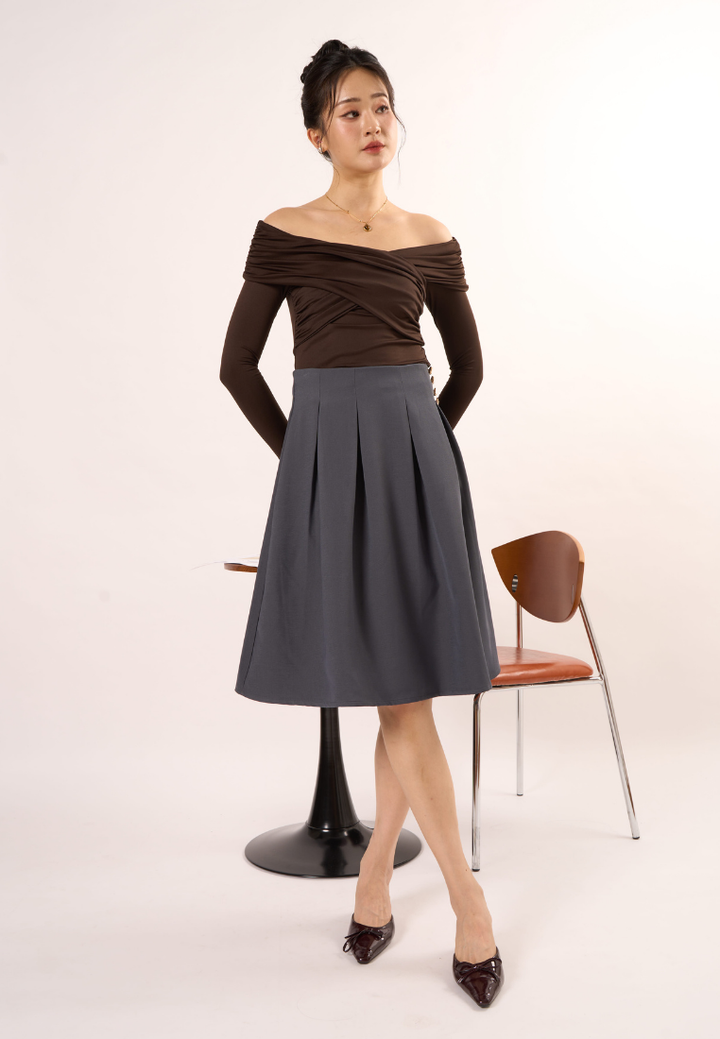 Juniper A-line Pleated Skirt (Grey)