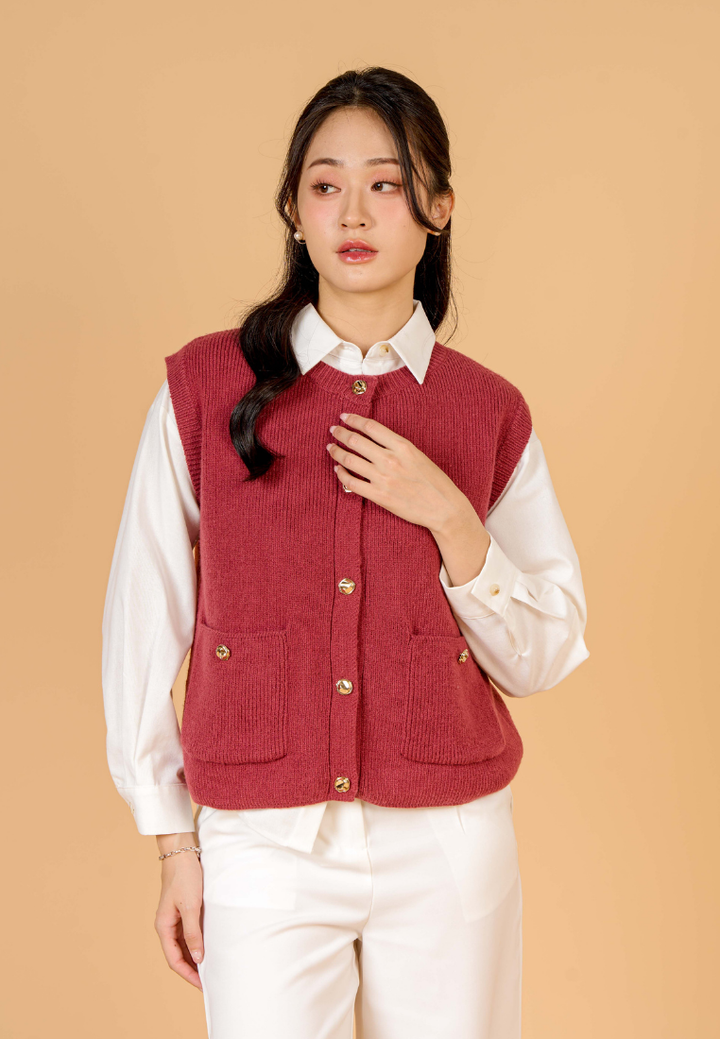 Novalyn Knitted Sleeveless Top(Red)