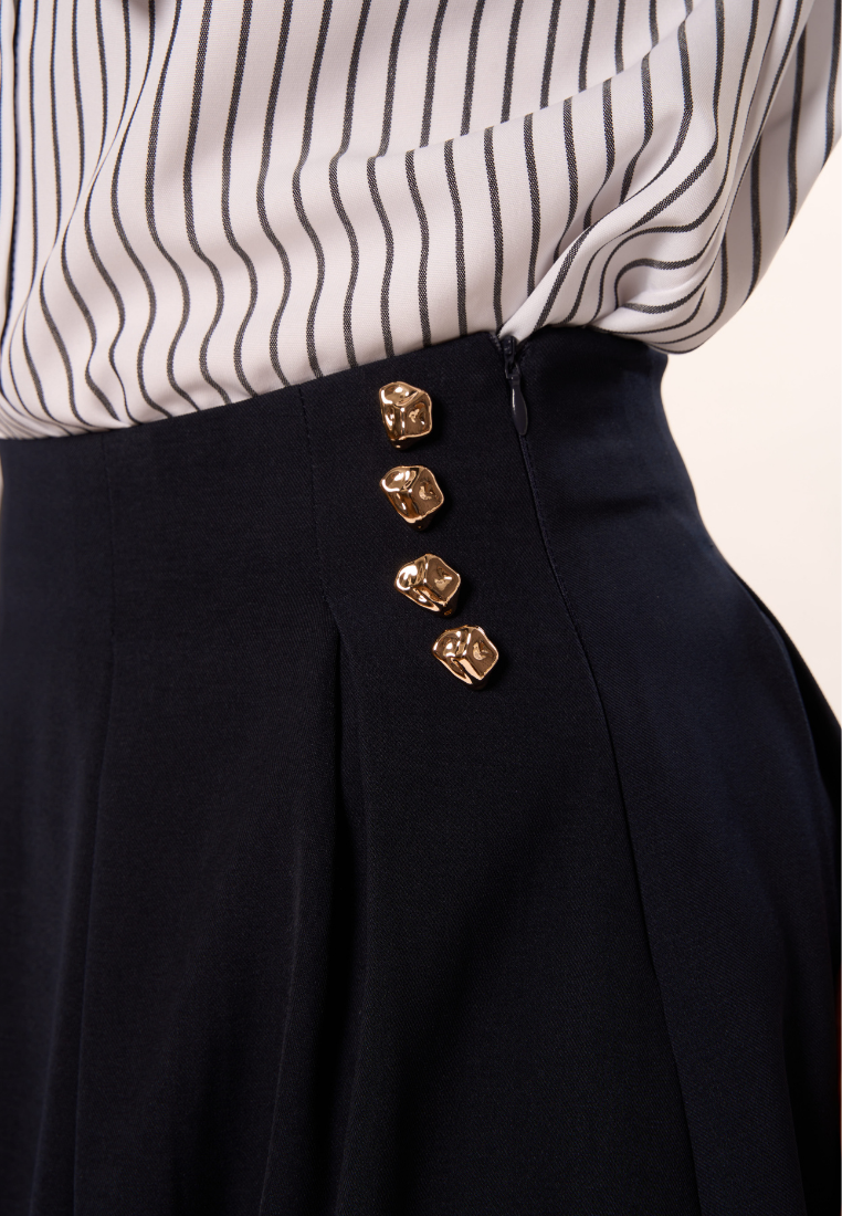 Juniper A-line Pleated Skirt (Navy Blue)