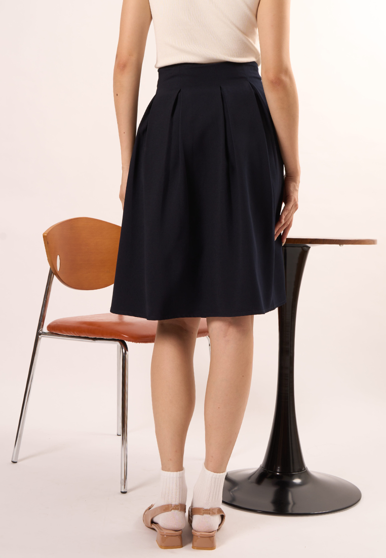 Juniper A-line Pleated Skirt (Navy Blue)