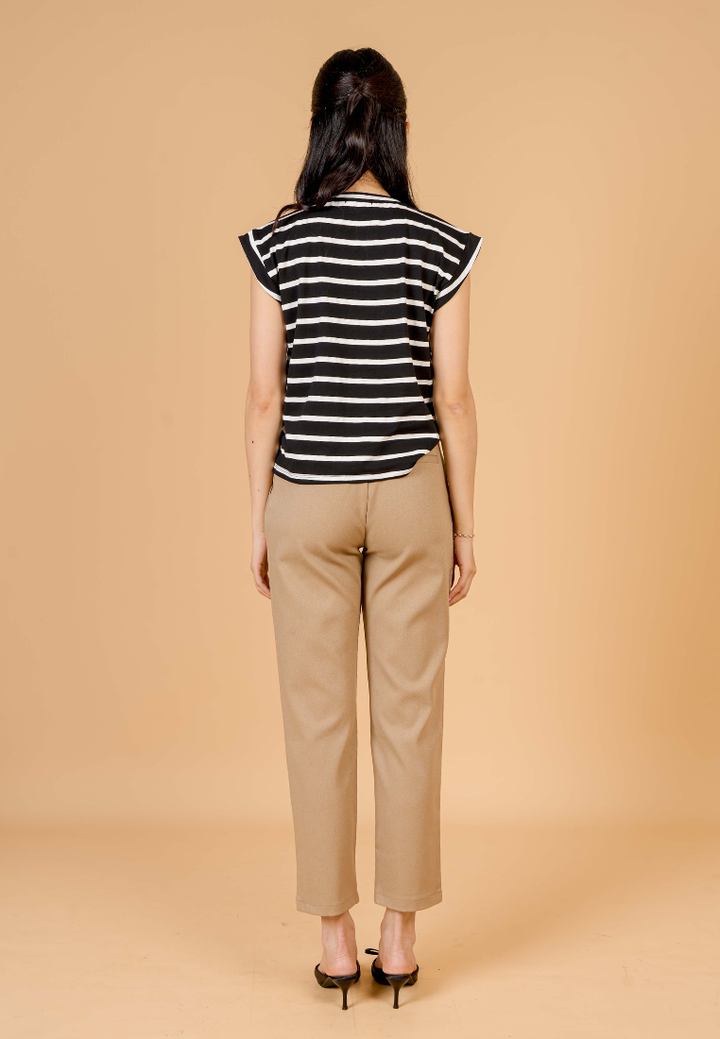 Jett Faux Horn Button Tapered Pants (Brown)