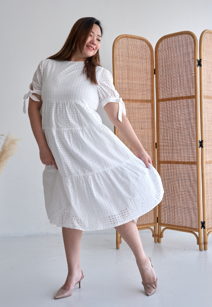 Lauretta Ribbon Sleeve Tiered Hem Dress