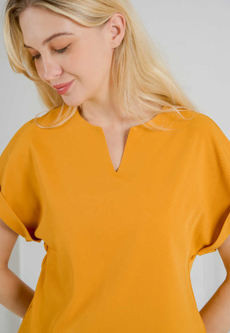 Darya V-neck Cuffed Sleeves Top