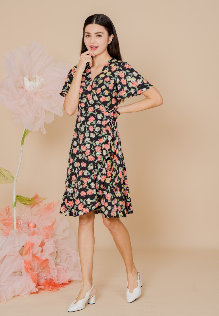 Katina Floral Blast Wrap Dress