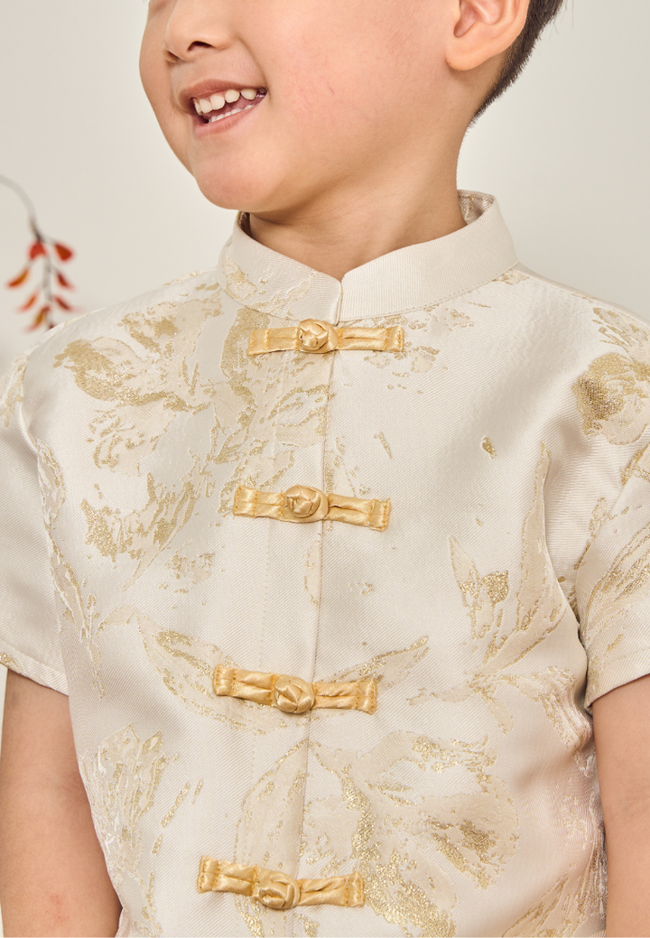 Little Yu 玉 Boy's Jacquard Samfu Top (Yellow)